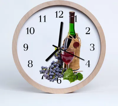 Produktbild von Holzuhr 30fi cm wanduhr - Trauben für die Weinsalon
