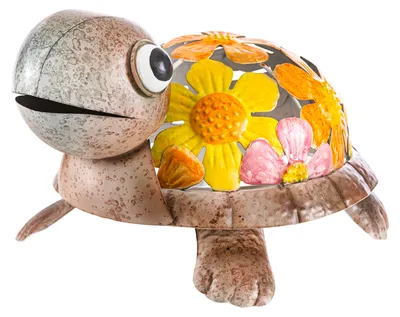 Produktbild von Dehner Dekofigur Schildkröte, frostbeständige Gartenfigur, 30.5 x 16.5 x 19.5 cm, Eisen, gelb / grau