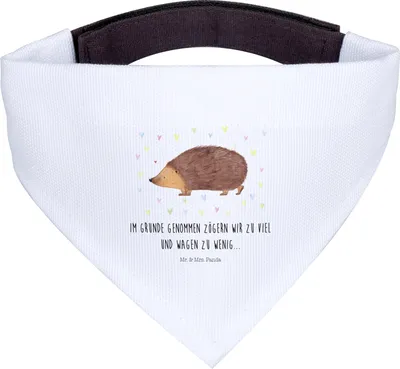Produktbild von Mr. & Mrs. Panda Halstuch Igel Herzen - Weiß - Geschenk, Leben, Bandana für Hunde, Schal, Vertrauen, Lustige Sprüche, Hundehalstuch, Liebe, Herz, Tuch