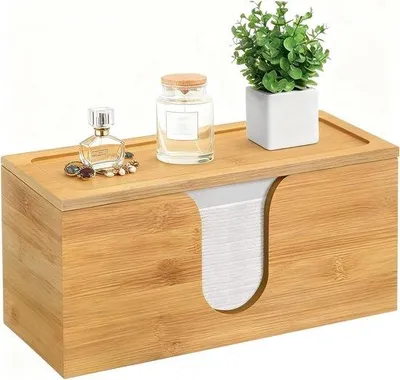 Produktbild von Famanu Serviettenbox Bamboe, 30 x 12 x 14,2 cm, abnehmbarer Deckel, multifunktional für Bad und Küche