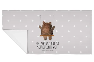 Produktbild von Mr. & Mrs. Panda Handtuch Bär Schaukel - Grau Pastell - Geschenk, Teddy, 50x100, Frotteehandtuch, 100x50, Flauschtuch