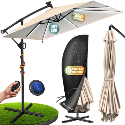 Immagine prodotto di KESSER® Parasole per pergolati modello Holly, forma rettangolare, diametro 350 cm, con/senza illuminazione solare a LED, inclusa copertura
