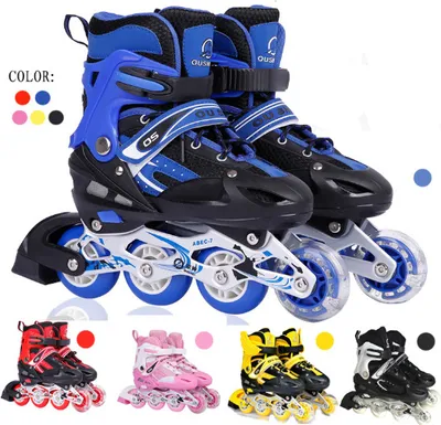 Produktbild von Kinder Inline Skates Rollschuhe mit Leuchtenden Rädern Verstellbar  für Jungen, Mädchen, Anfänger Größe 35-38
