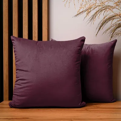 Obrázek produktu pro MG Design, sada 2 povlaků na polštáře, 40 x 40 cm, tmavě červená barva - s zipem, sametově měkká s jemným leskem, snadno se udržuje a je odolná
