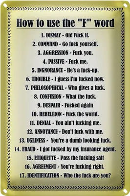 Produktbild von Blechschild Spruch 18x12cm How to use the F word