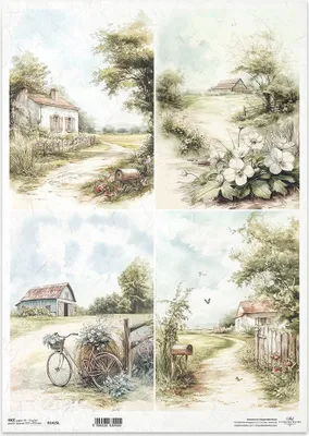 Produktbild von Reispapier Decoupage Bastelpapier für Decoupage A3 ITD-1415L Landhäuser