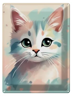 Produktbild von Blechschild Katze pastell, Größe 30 x 20 cm, Blechschilder, Deko Katzen Farbspektakel 2