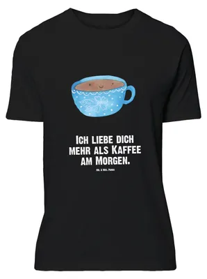 Produktbild von Mr. & Mrs. Panda Größe XL T-Shirt Kaffee Tasse - Schwarz - Geschenk, Lustige Sprüche, Genuss, Shirt, Geschmack, Liebe, Glücklich, Tshirt, mit Spruch