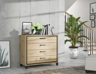 Image de Kommode >Trondheim< in schwarz,braun - 104,7x81,3x41,5cm (BxHxT)