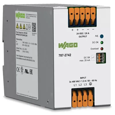 Zdjęcie produktu dla Wago 787-2742, Szary, -20 - 70 °C, -40 - 85 °C, 80 mm, 130 mm, 1,71 kg