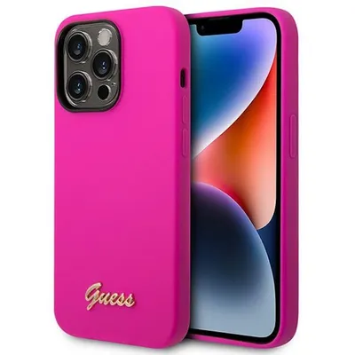 Produktbild von Guess GUHCP14LSLSMF iPhone 14 Pro 6,1" Fuchsia/Fuchsia Hartschale Silikon Vintage Gold Logo Schutzhülle