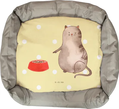 Produktbild von Mr. & Mrs. Panda Katzenbett Katze Fressen - Gelb Pastell - Geschenk, Katzensofa, Katzenkörbchen, Katzenkissen, Katzenschlafplatz, Katzenkorb