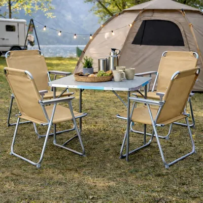 XL 5-teiliges Campingmöbel Set Alu mit Tragegriff Camping 80x60x68cm