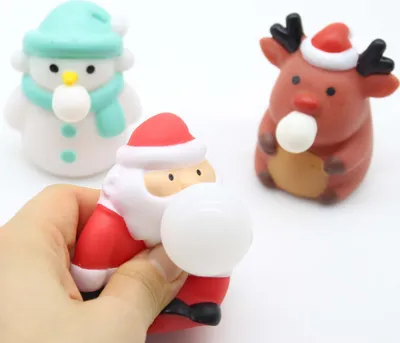 Image de Squeeze Toy Père Noël Snowman Elan Squishes Jouets doux TPR Stress Relief Vent Toys Noël Jouets de décompression,