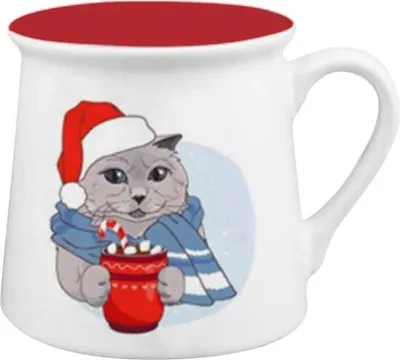 Zdjęcie produktu dla Kubek Świąteczny Kot 290Ml, Ceramiczny