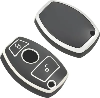 Image de Dutch Shield - Housse en TPU pour clé de voiture Mercedes - Housse de protection pour clé Cover A3-2-KNOPS Noir, Chrome