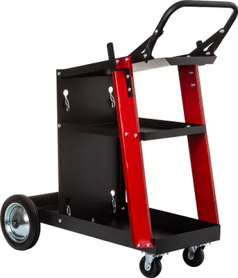 Produktbild von Stahl Schweißerwagen mit 4 Rädern 60kg Schweißwagen Schweißmobil Werkstattwagen mit 3 Ablageflächen