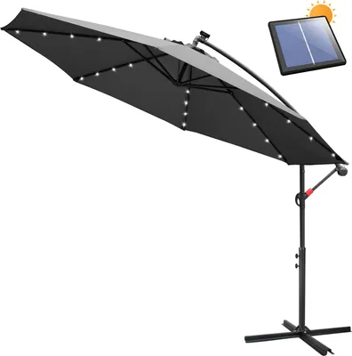 Obrázok produktu pre Clanmacy slnečník záhradný slnečník s LED osvetlením 300 cm – sivý