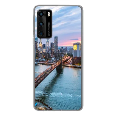 Produktbild von MuchoWow® Handyhülle Schutzhülle Hülle für Huawei P40 New Yorker Skyline an der Brooklyn Bridge Silikon Softcase Handy Hülle - Handytasche