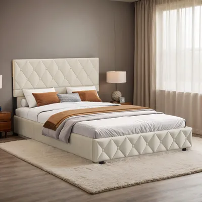 Obrázek produktu pro Postel s úložným prostorem - Dvoulůžko - Čalouněná postel - Boxspring - Postel s úložným prostorem - Hydraulický zvedací mechanismus