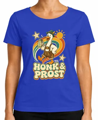 Imagen del producto de Camiseta para mujer con motivos de Gans, Lederhose, Bayern, cerveza y trajes tradicionales ("Trachtenshirt Dirndl Wiesn"), color azul, talla L
