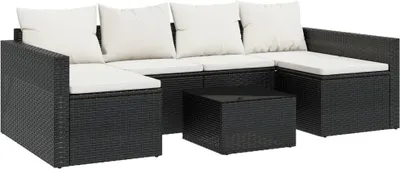 Produktbild von vidaXL 2-tlg. Garten-Lounge-Set mit Kissen Schwarz Poly Rattan