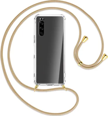 Produktbild von Handykette Backcover-Schutzhülle mit Band (Metall goldfarben) für Sony Xperia 5 - caramel