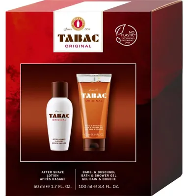 Produktbild von Set Tabac: Original, reinigendes Duschgel, fü r den ganzen Kö rper, alle Hauttypen, 100 ml + originale, erfrischende After-Shave-Lotion, 50 ml