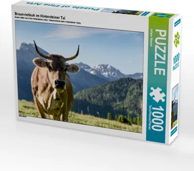 Produktbild von CALVENDO Puzzle Braunviehkuh im Hintersteiner Tal | 1000 Teile Lege-Größe 64x48cm Foto-Puzzle für glückliche Stunden