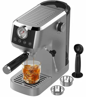 Image de Machine à expresso – Machine à café – Machine à expresso – Machine à cappuccino – Machine à latte macchiato – Pompe à 20 bars – 1350 watts – Boîtier en acier inoxydable