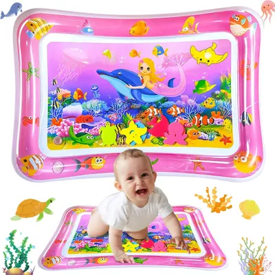 Produktbild von Baby Kinder aufblasbare Wassermatte,Wasser Spielmatte Wasserkisse Aktivitätscenter Bauchzeit BPA frei (Rosa)