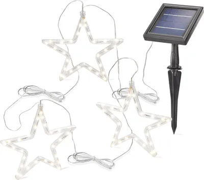 Produktbild von esotec Solar Lichtervorhang Sternenregen mit 3 Sternen IP44 wetterfest 102580
