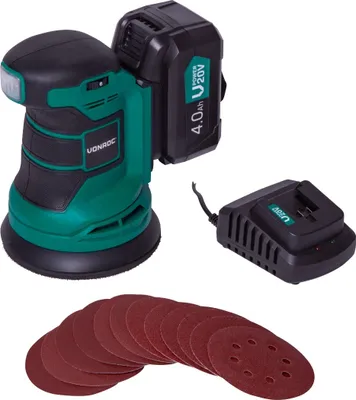 Produktbild von Vonroc Exzenterschleifer - 20V - Inkl. 4.0Ah Akku und Ladegerät - Ø125mm - Mit Staubbeutel & 12 Stück Schleifpapier