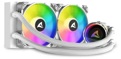 Produktbild von Sharkoon S80 RGB, All-in-One-Flüssigkeitskühler, 12 cm, 600 RPM, 2000 RPM, 131,93 m³/h, Weiß