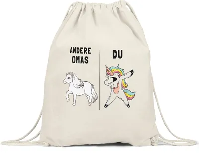 Produktbild von Andere Omas Du Turnbeutel Gymsack beste Oma Omi der Welt Geschenk Einhorn Geburtstag Muttertag Enkel Enkelin