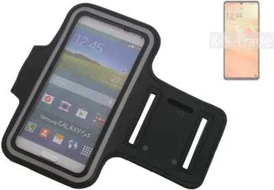 Produktbild von Kompatibel mit Sharp Aquos Sense6 Neopren Jogging Armband Sportarmband Oberarmband schwarz kompatibel mit Sharp Aquos Sense6 mit Reflektor Streifen.