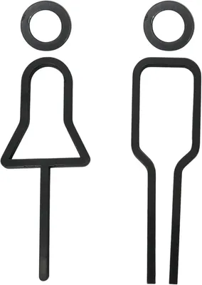 Toilettenschilder selbstklebend, Acryl, 18 cm, 2 Stück, schwarz