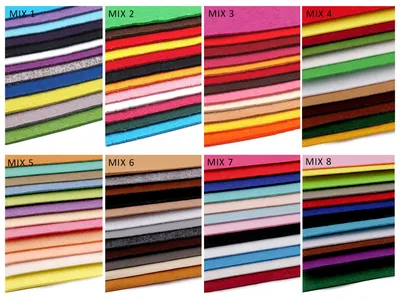 12 Bastelfilz Bögen ca. 2-3mm, 416/m² bunter Mix Filz zum Basteln Farbpalette