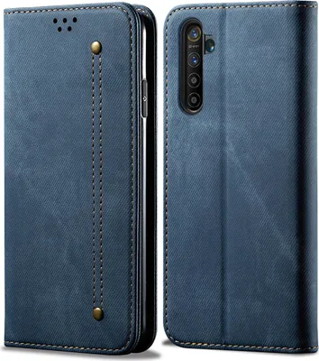 Produktbild von OPPO Realme X50 Pro Hülle, LaimTop Denim Leder Brieftasche Magnetverschluss Flip Bookstyle Schutzhülle mit Standfunktion für OPPO Realme X50 Pro OPPO Realme X50 Pro Blau