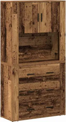 Produktbild von Highboard mit Schubladen Altholz 80 x 33 x 150 cm Holzwerkstoff