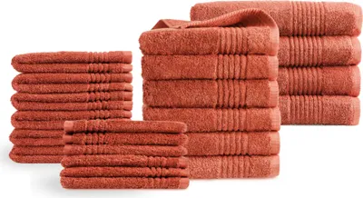 Produktbild von PHLOX Handtücher 22 Teilig Set - 100% Baumwolle  600 g/m² - Weich, Frottee, Saugstark -  Terracotta, Rot