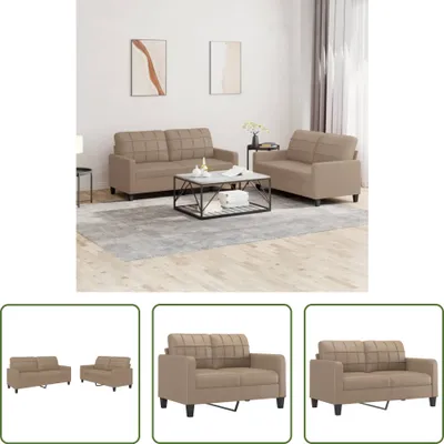 Produktbild von The Living Store 2-tlg. Sofagarnitur mit Kissen Cappuccino-Braun Kunstleder