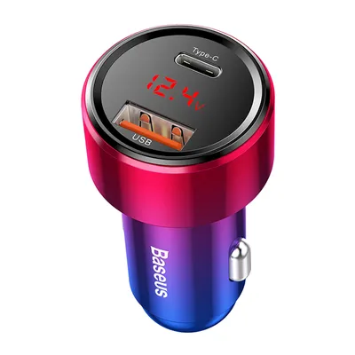 Zdjęcie produktu dla Ładowarka samochodowa BASEUS MAGIC SERIES z wyświetlaczem LCD Typ C + Power Delivery + USB QC 45W czerwona