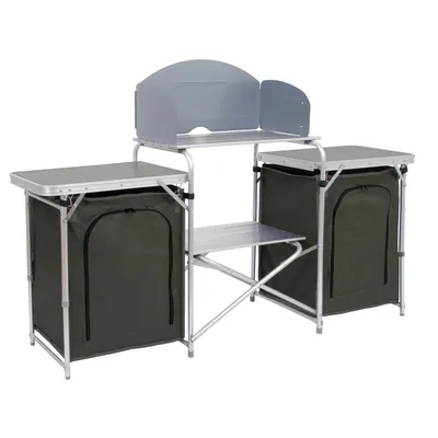 Produktbild von CampFeuer Campingschrank, 171 x 48 x 111 cm, Faltschrank mit Spritzschutz, Ablagen und Staufächer