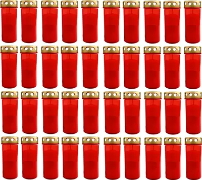 Produktbild von 40er Set XL Grablicht Rot | Grabkerze mit Deckel | Großer Grabbrenner | Grablaterne Grableuchte | Grablampe Dauerbrenner