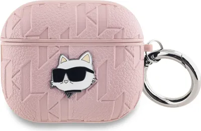 Image de Karl Lagerfeld Monogram Choupette Head Case pour Airpods 3 - Rose