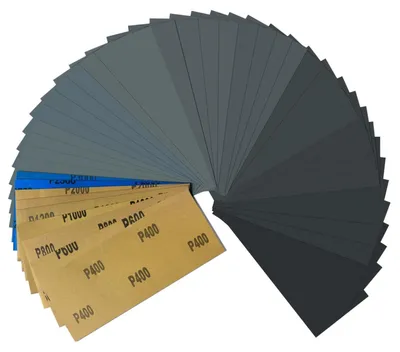 Image de Kit de papier abrasif humide et sec, 45 feuilles, 23x9 cm, grains 400-3000, pour automobile, métal, bois, peinture