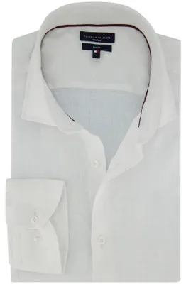 Produktbild von Tommy Hilfiger Hemd weiß Leinen halbweiter Kragen