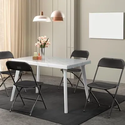 Imagen del producto de Silla plegable, juego de 10 sillas de jardín, silla de camping resistente hasta 159 kg, sillas para comedor, balcón, oficina, apilables, de metal y plástico, color