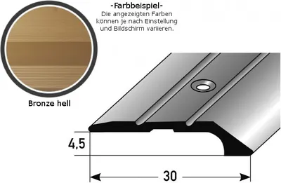 Produktbild von Abschlussprofil / Abschlussleiste "Maryville", 4,5 mm Einfasshöhe, Aluminium eloxiert, gebohrt-bronze hell-1000-gebohrt